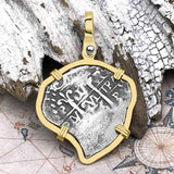 Heart Shaped Pirate Era 1696 Spanish 1 Reale Cob Piece of Eight 14K Gold Pendant