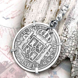 1808 Pirate Era Skull and Cross Bones Silver 4 Reale Spanish Portrait Piece of 8 Sterling Silver Pendant