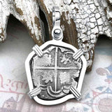 Atocha Era Land Find Spanish 1 Reale Piece of Eight Sterling Silver Pendant