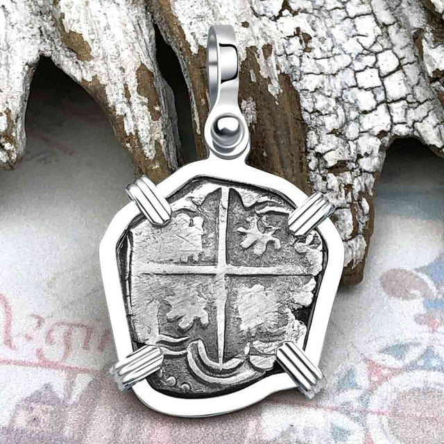Atocha Era Land Find Spanish 1 Reale Piece of Eight Sterling Silver Pendant