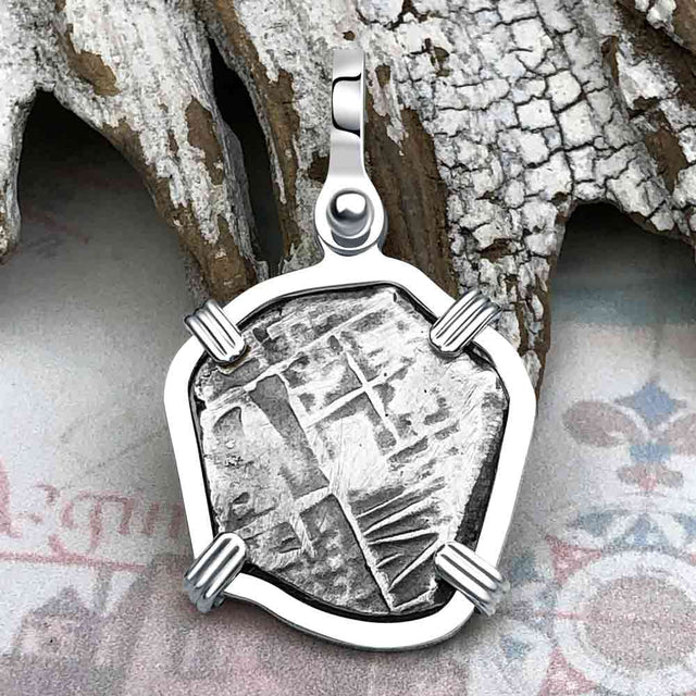 Atocha Era Land Find Spanish 1 Reale Piece of Eight Sterling Silver Pendant