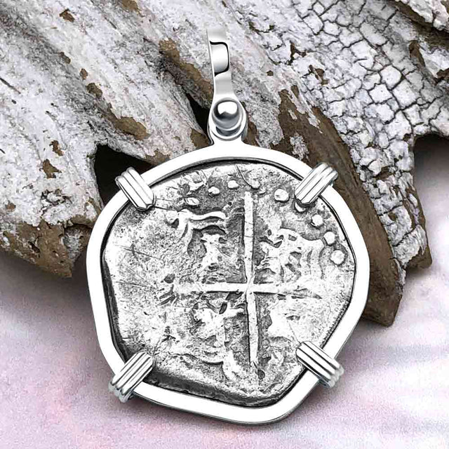 Atocha Era Land Find Spanish 2 Reale Piece of Eight Sterling Silver Pendant