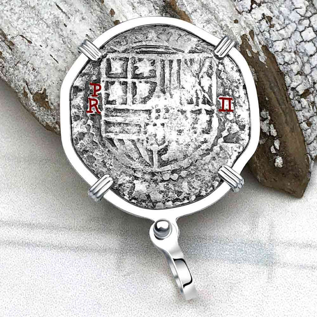 Atocha Era Land Find Circa 1610 Spanish 2 Reale Piece of Eight Sterling Silver Pendant