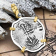 Atocha Era Land Find Spanish 1 Reale Cob Piece of 8 14K Gold and Sterling Silver Pendant