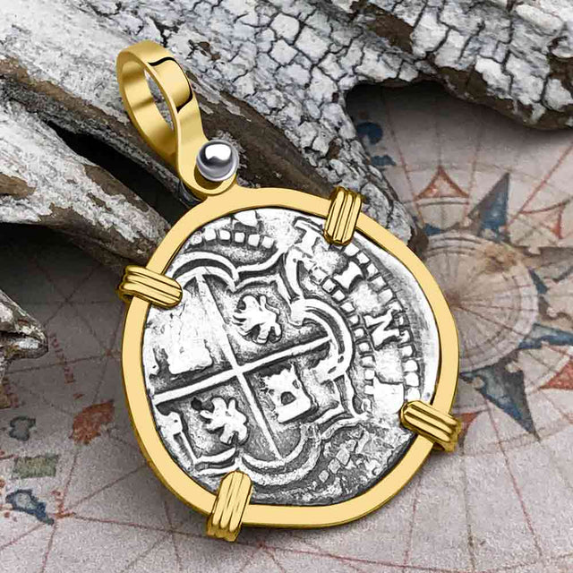Atocha Era Land Find Spanish 1 Reale Piece of Eight 14K Gold Pendant