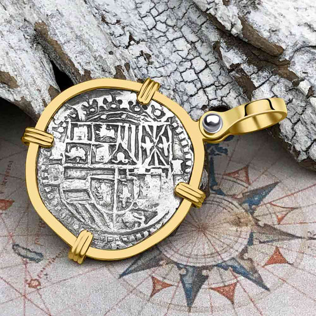 Atocha Era Land Find Spanish 1 Reale Piece of Eight 14K Gold Pendant