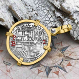 Atocha Era Land Find Spanish 1 Reale Piece of Eight 14K Gold Pendant