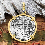 Atocha Era Land Finder Spanish 2 Reale Piece of Eight 14K Gold Pendant