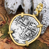 Atocha Era Land Finder Spanish 2 Reale Piece of Eight 14K Gold Pendant