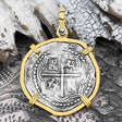 Atocha Era Land Finder Spanish 2 Reale Piece of Eight 14K Gold Pendant