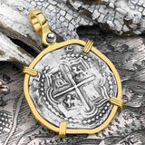 Atocha Era Land Finder Spanish 2 Reale Piece of Eight 14K Gold Pendant