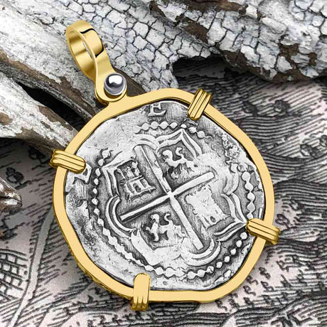 Atocha Era Land Finder Spanish 2 Reale Piece of Eight 14K Gold Pendant