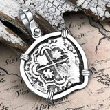Atocha Era Land Find Spanish 1 Reale Piece of Eight 14K White Gold Pendant