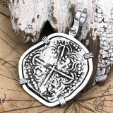 Atocha Era Land Find Spanish 2 Reale Piece of Eight 14K White Gold Pendant