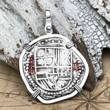 Atocha Era Land Find Spanish 2 Reale Piece of Eight 14K White Gold Pendant