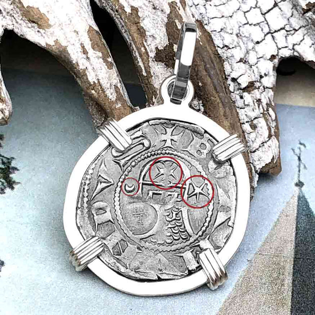 Templar Knights Era Antioch Crusader Medieval Silver Denier Helmet Head Coin of the Crusades Sterling Silver Pendant