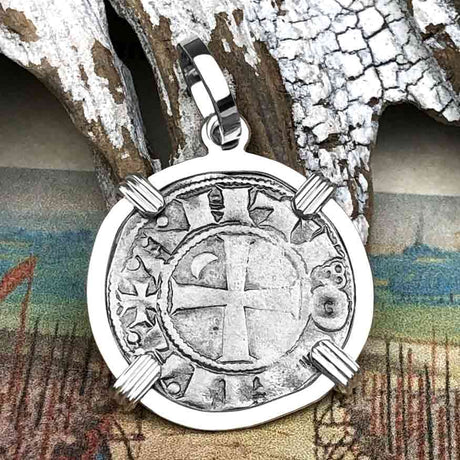 Templar Knights Era Antioch Crusader Medieval Silver Denier Helmet Head Coin of the Crusades Sterling Silver Pendant