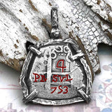 Pirate Era 1753 Spanish 4 Reale "Piece of Eight" Sterling Silver TORTUGA COLLECTION Pendant 