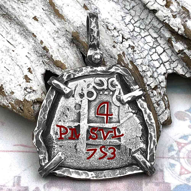 Pirate Era 1753 Spanish 4 Reale "Piece of Eight" Sterling Silver TORTUGA COLLECTION Pendant 