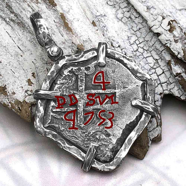 Pirate Era 1753 Spanish 4 Reale "Piece of Eight" Sterling Silver TORTUGA COLLECTION Pendant