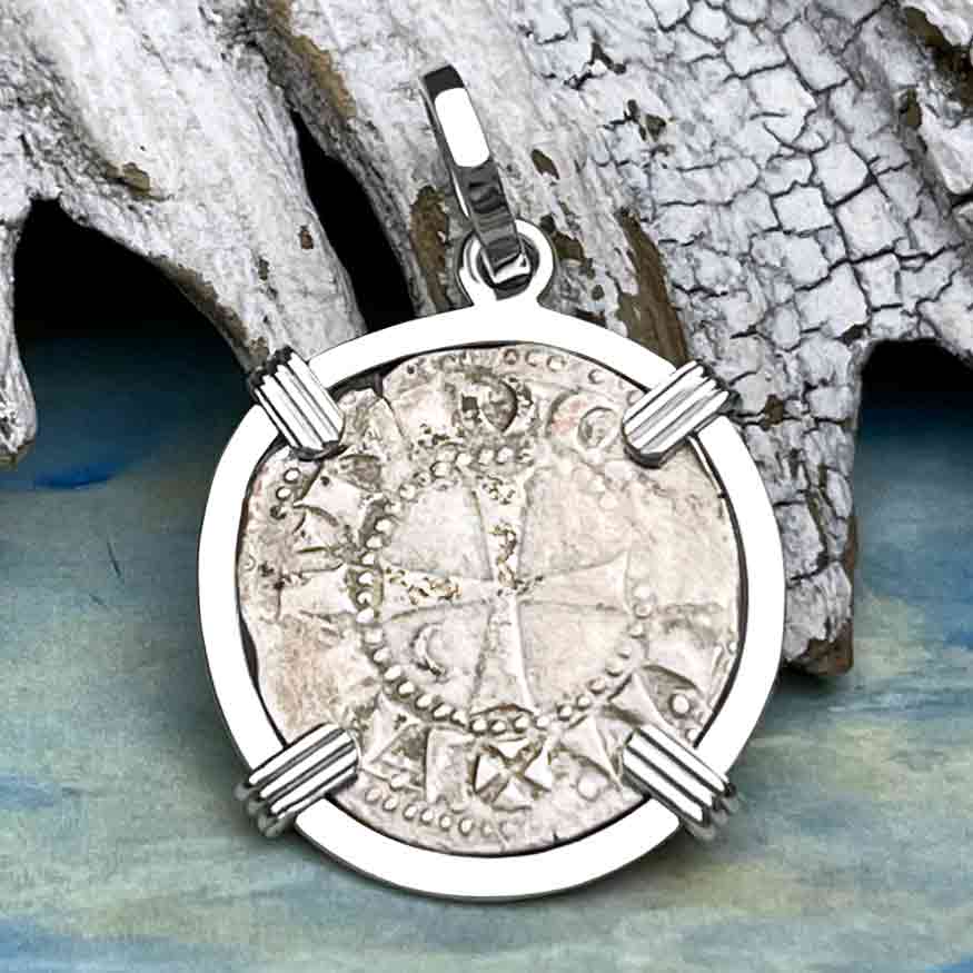 Templar Knights Era Antioch Crusader Medieval Silver Denier "Helmet Head" Coin of the Crusades Sterling Silver Pendant