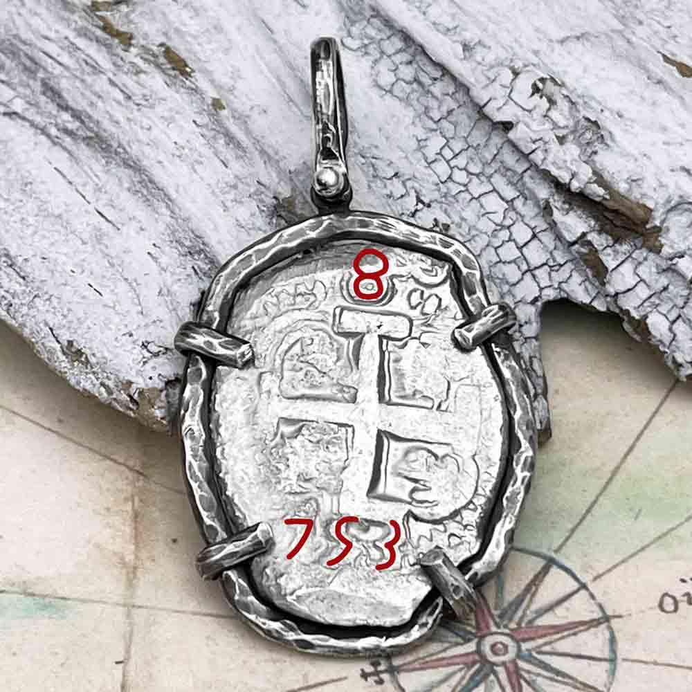 Pirate Era 1753 Spanish 8 Reale "Piece of Eight" Sterling Silver TORTUGA COLLECTION Pendant