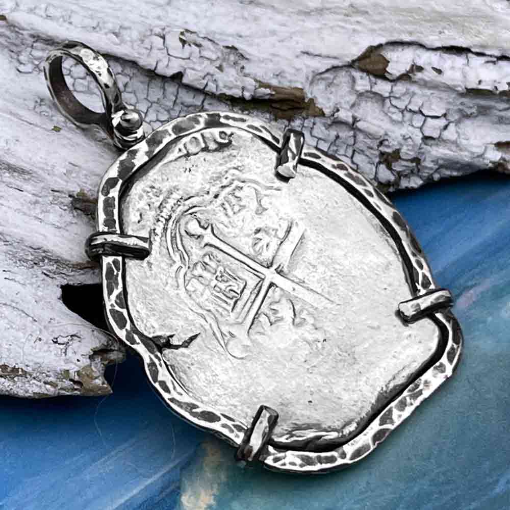 Amazon.com: Bright Finished Pirate Pieces of Eight Coin Necklace - Shiny  Pewter Replica of Spanish Coin - Made in USA (18 Inch Chain Length) :  Handmade Products