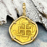 Pirate Era Circa 1636 22K Gold Four Escudo - the Legendary Doubloon - 18K Gold Pendant