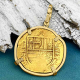 RARE DATED Pirate Era 22K Gold Four Escudo - the Legendary Doubloon - 18K Gold Pendant