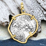 Heart Shaped Mel Fisher's Atocha Rare 2 Reale Shipwreck Coin 14K Gold Pendant with Emerald