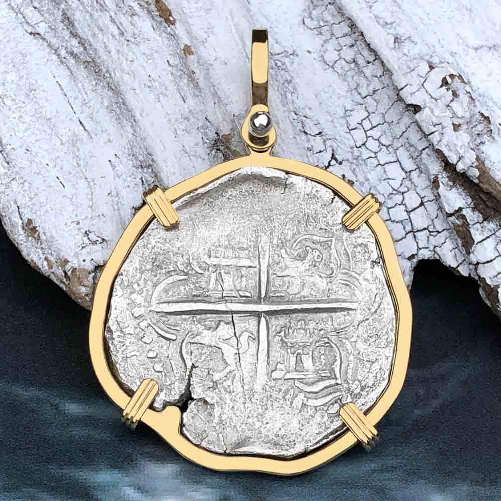 Mel Fisher's Atocha Rare 4 Reale Shipwreck Coin 14K Gold Pendant 