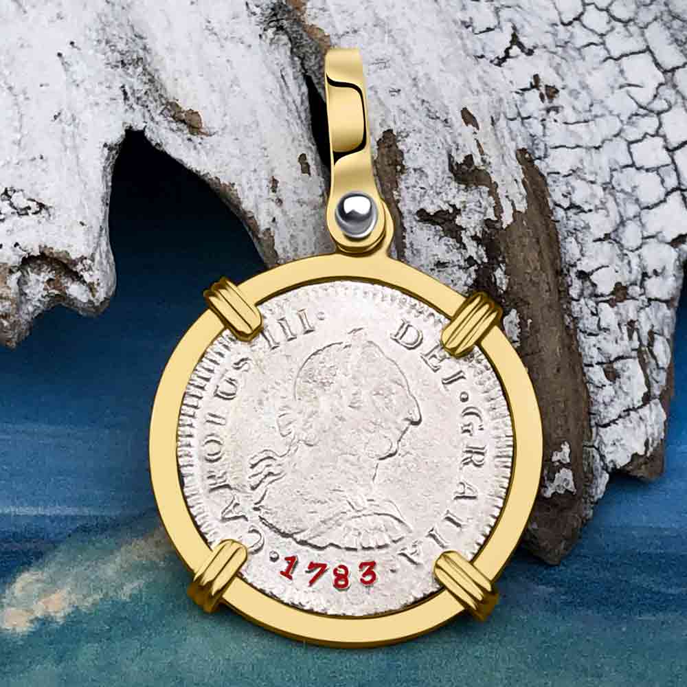 Stunning El Cazador Shipwreck 1783 1/2 Reale 14K Gold Treasure Coin Pendant | Artifact #6432