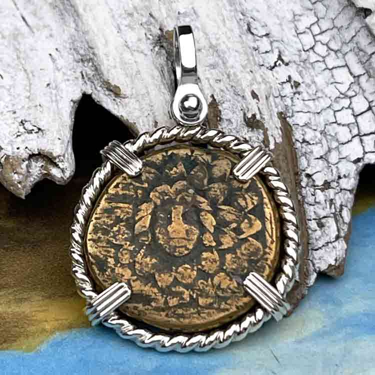  Ancient Greek Medusa &amp; Nike Protection and Victory Bronze Coin 120 BC Sterling Silver Pendant