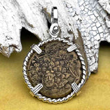 Ancient Greek Medusa & Nike Protection and Victory Bronze Coin 120 BC Sterling Silver Pendant