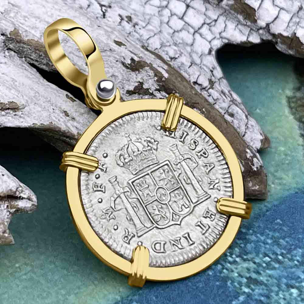 Stunning El Cazador Shipwreck 1783 1/2 Reale 14K Gold Treasure Coin Pendant