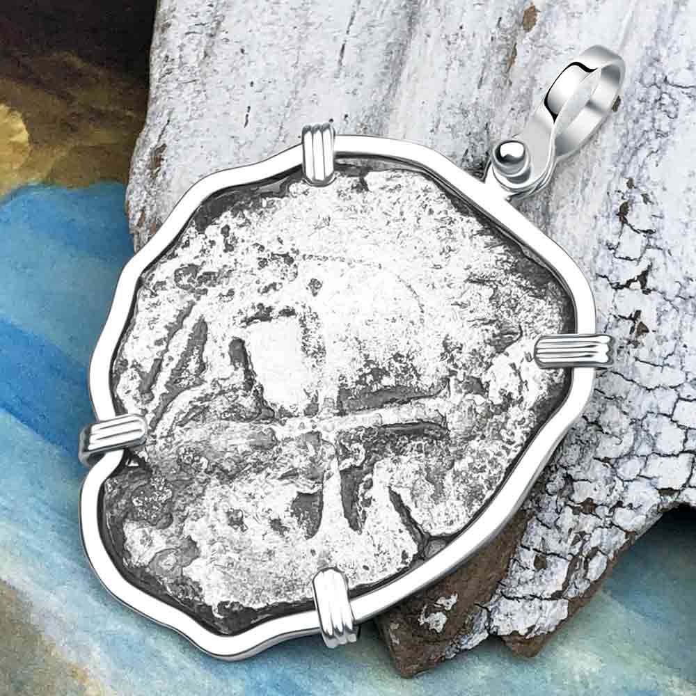 Concepcion Shipwreck Spanish 4 Reale Silver Piece of Eight Sterling Silver Pendant