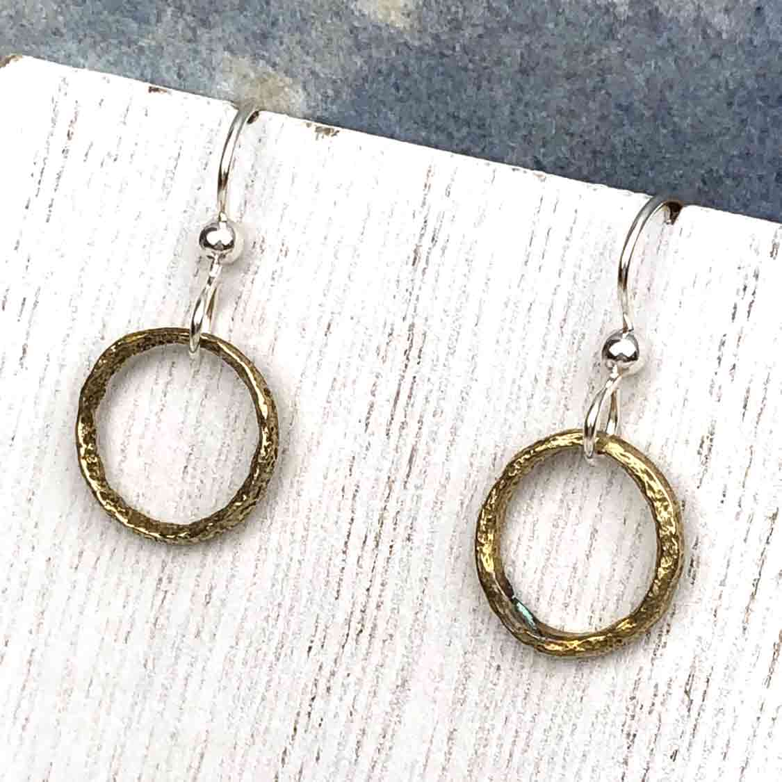 Deep Golden Bronze Celtic Ring Money Earrings