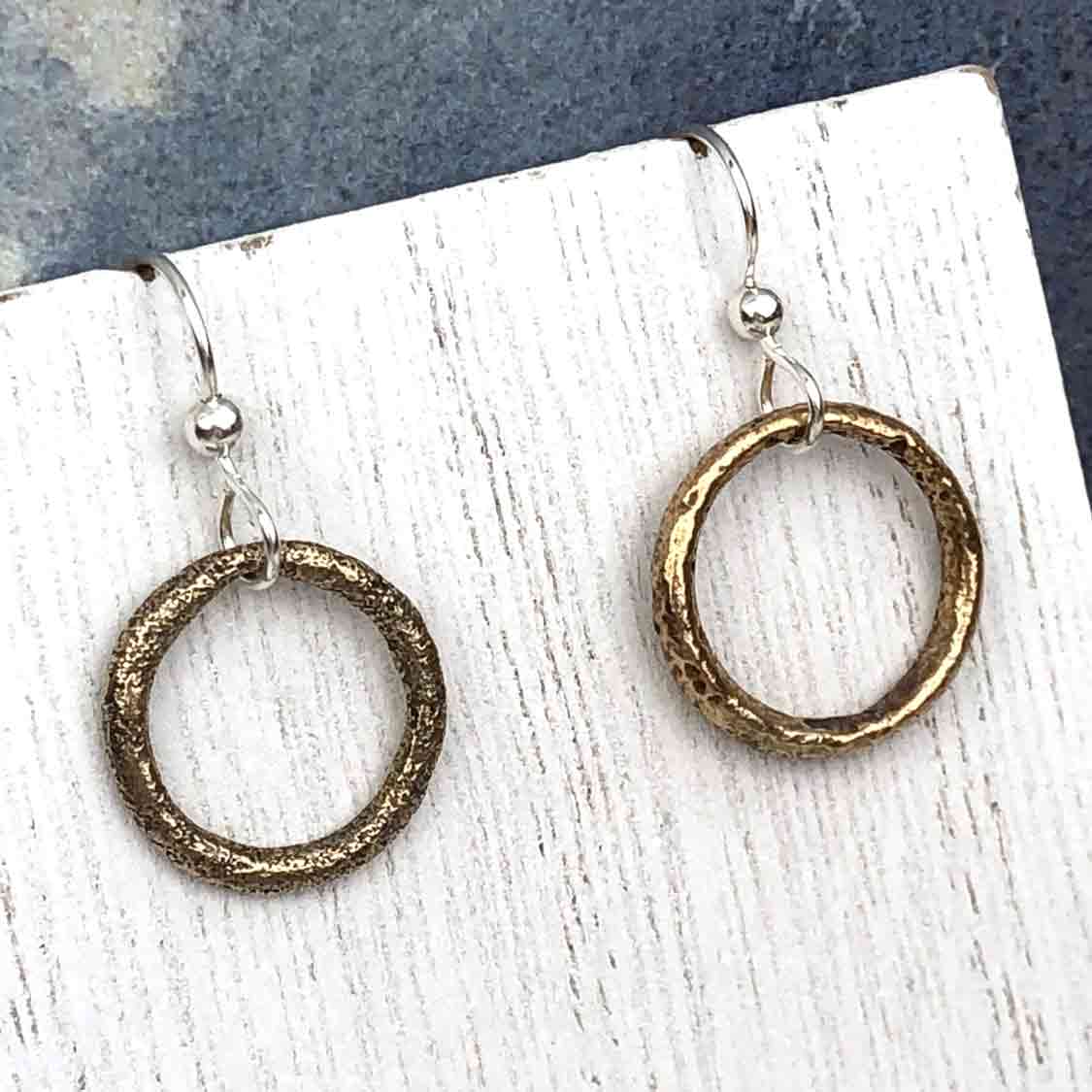 Burnished Warm Bronze Celtic Ring Money Earrings