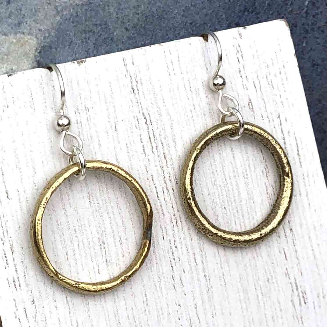 Light Golden Bronze Celtic Ring Money Earrings