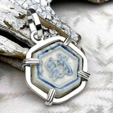 Siam Porcelain Gaming Token - from the Era of "The King & I" - Sterling Silver Pendant
