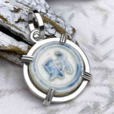 Siam Porcelain Gaming Token - from the Era of "The King & I" - Sterling Silver Pendant