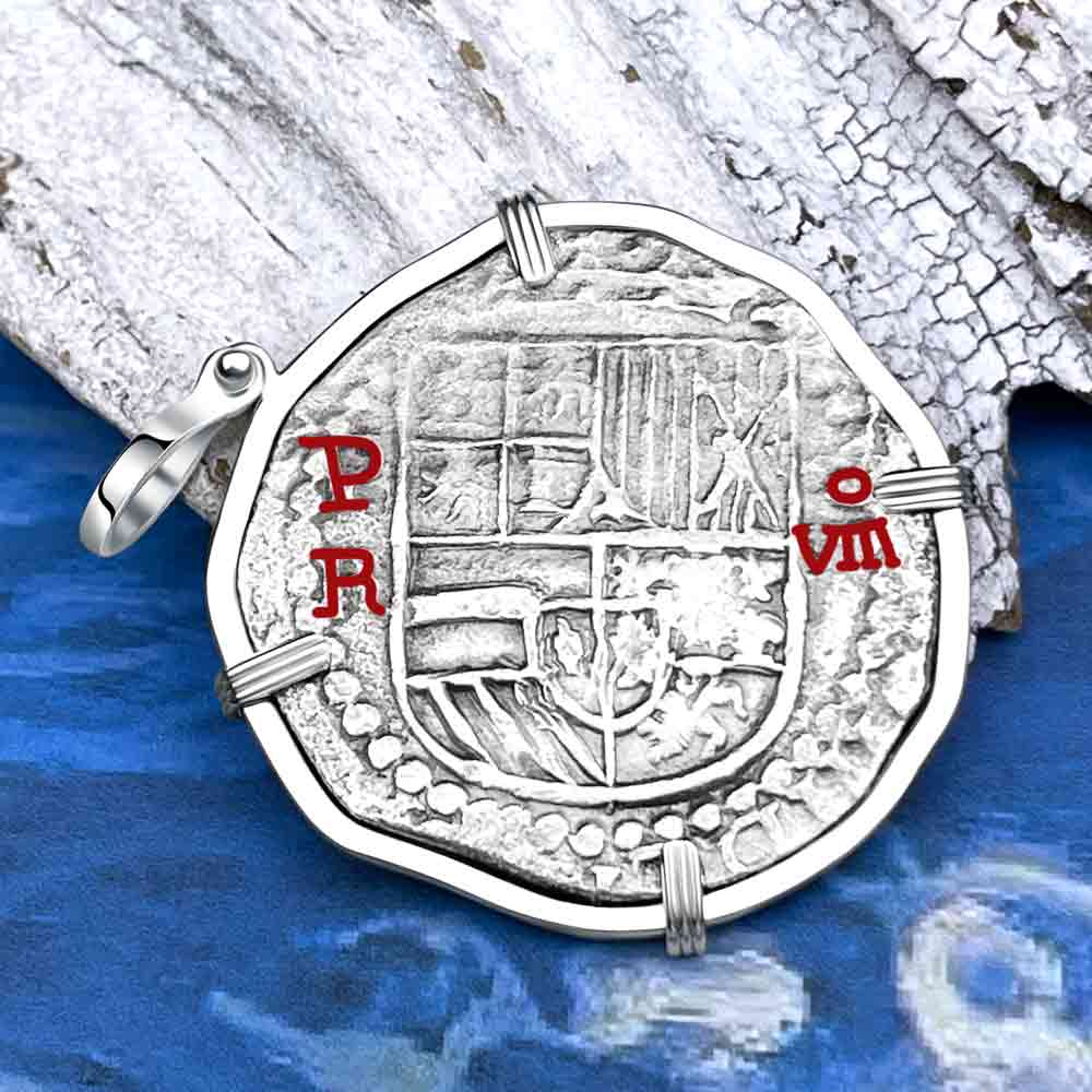 Mel Fisher&#39;s Atocha 8 Reale Shipwreck Coin 14K White Gold Pendant