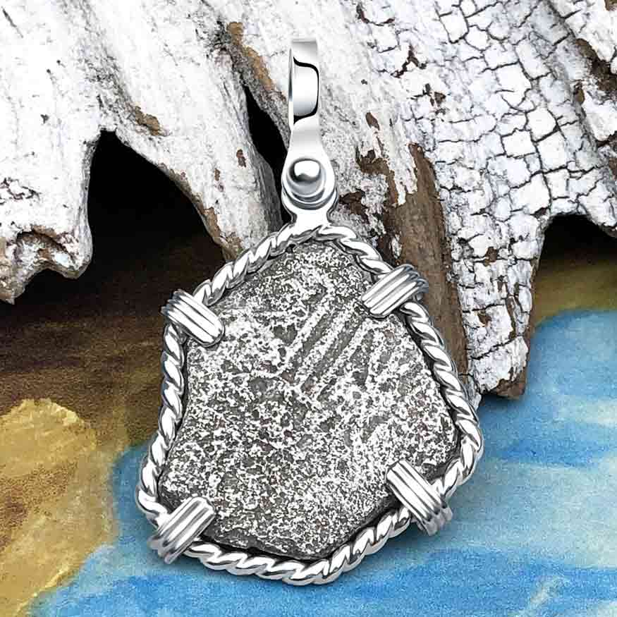 1715 Fleet Shipwreck Spanish Two Reale &quot;Piece of 8&quot; Sterling Silver Pendant