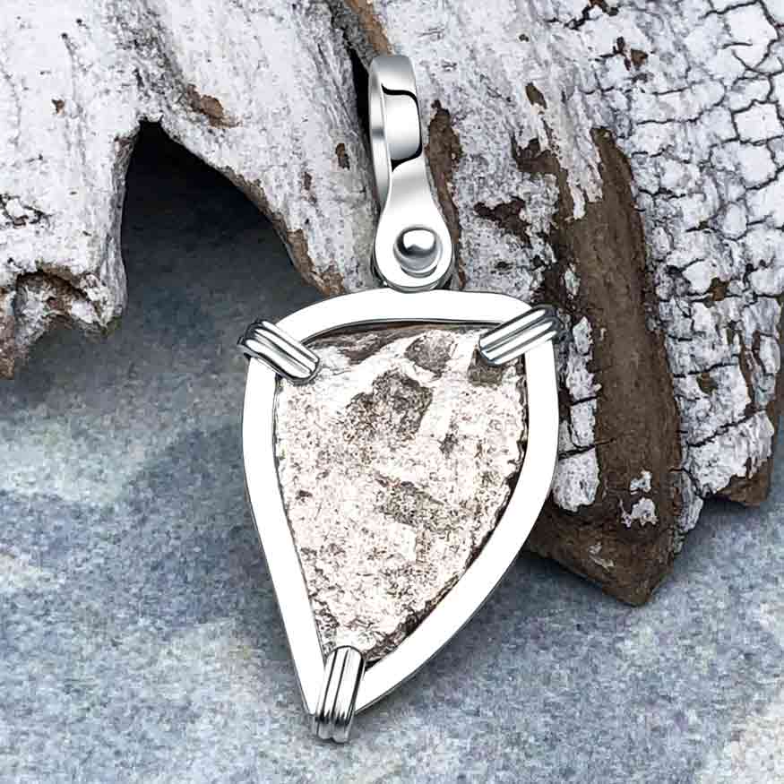 Heart Shaped 1740s Rimac River &quot;Good Luck&quot; Spanish 1/2 Reale &quot;Piece of Eight&quot; Sterling Silver Pendant