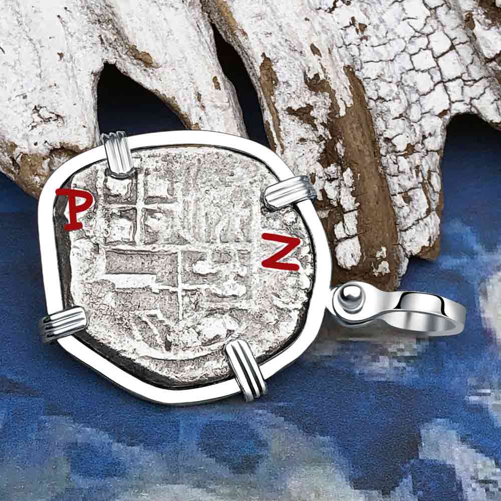 Concepcion Shipwreck Spanish 2 Reale Silver Piece of Eight 14K White Gold  Pendant | Artifact #6676