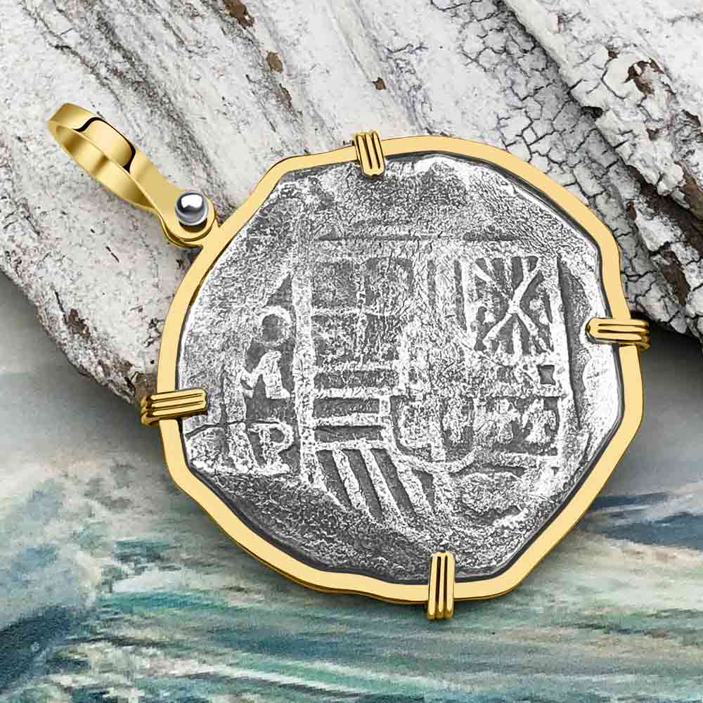 STUNNING Concepcion Shipwreck 8 Reale Silver Piece of 8 14K Gold Pendant | Artifact #6647