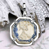 Siam Porcelain Gaming Token - from the Era of "The King & I" - Sterling Silver Pendant