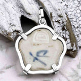 Siam Porcelain Gaming Token - from the Era of "The King & I" - Sterling Silver Pendant
