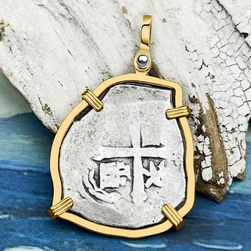 1715 Fleet Shipwreck Rare 4 Reale Piece of Eight 14K Gold Pendant - the Mel Fisher Cobb Coin Company Collection 