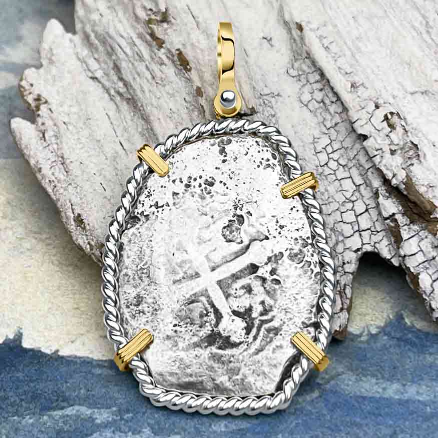 1715 Fleet Shipwreck Rare 8 Reale Piece of Eight 14K Gold & Silver Necklace - the Cobb Coin Company Collection